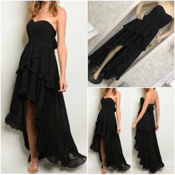 Trend Setter Diva Boutique Dresses & Skirts - BLACK HIGH LOW SWEEAT HEART MAXI DRESS